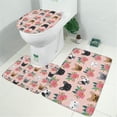 thumbnail image 2 of Pink French Bulldog Flowers Florals Bathroom Rugs Sets 3 Piece,Toilet Cover Set,Absorbent Non Slip Bathroom Mats Sets with U-Shaped Contour Rug Toilet Rug Set, 2 of 5