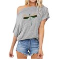 thumbnail image 1 of Moda mujer casual manga corta un hombro tops tops estampados blusa Pompotops hfajkhk133109, 1 of 1