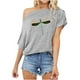 thumbnail image 1 of Moda mujer casual manga corta un hombro tops tops estampados blusa Pompotops hfajkhk133109, 1 of 1
