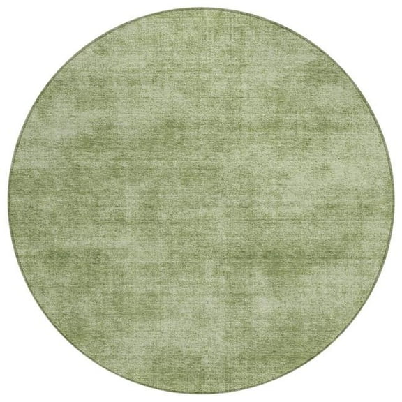 HomeRoots 598820 8 ft. Green Round Washable Indoor & Outdoor Area Rug