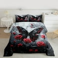 thumbnail image 2 of Homewish Spooky Gothic Butterflies Bedding Comforter Set,Romantic Valentines Day Twin Comforter Sets,Red Rose Floral Bedding Set For Men Women,Ultra Soft Home Decor Reversible,2pcs, 2 of 8