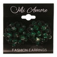 thumbnail image 2 of Flower Stud-Earrings With Crystal Accents Green & Black Colored #4991, 2 of 2