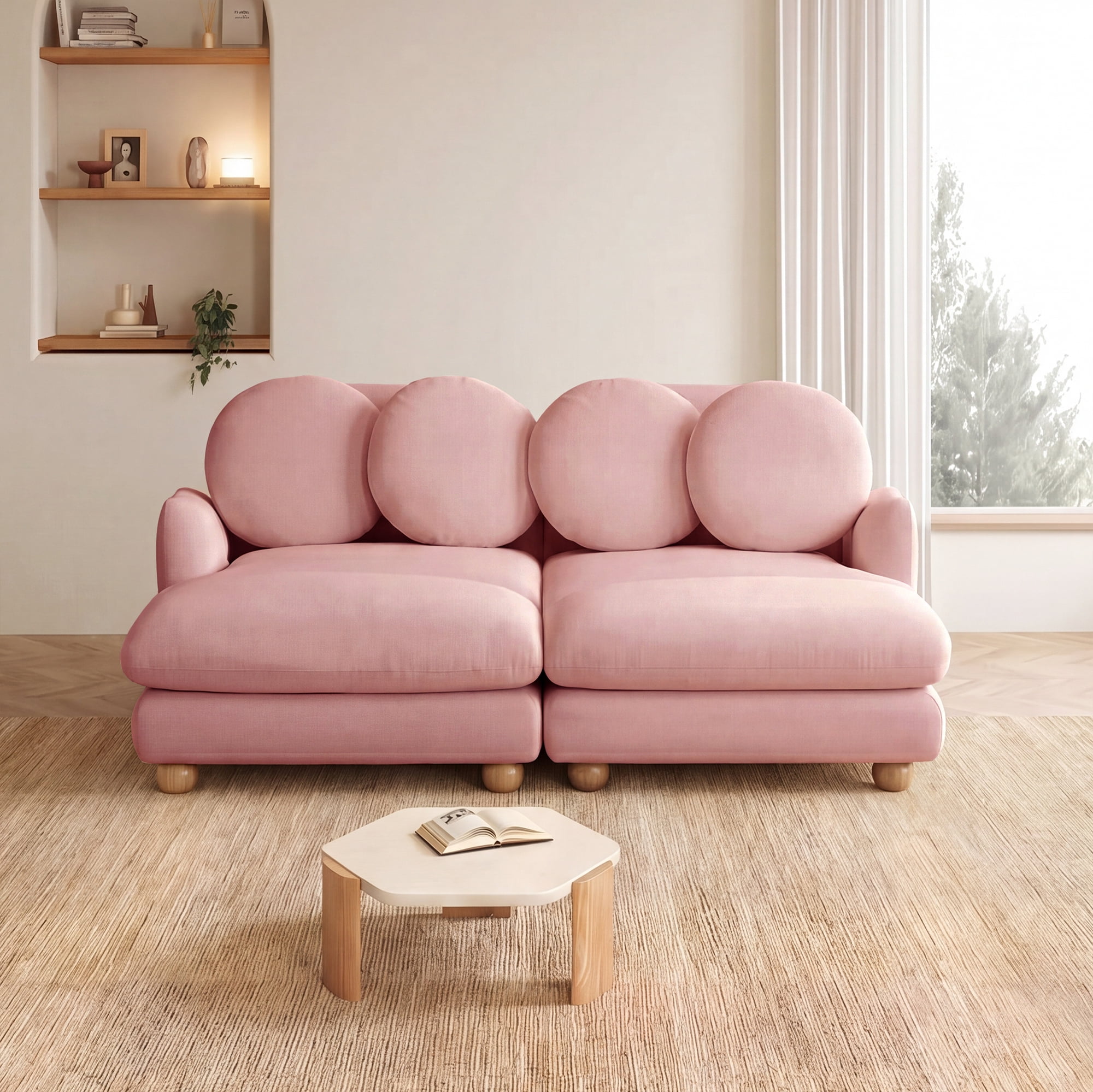 68" 4 Seater Comfy Chenille Modular Sectional Sofa Couch with 4 Throw Pillows and 2 Ottoman