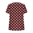 thumbnail image 5 of Women’s Polka Dot T-Shirt Fashion Asymmetrical Neck Short Sleeve Button Tee Summer Loose Tops Daily Wear ,Wine,XXL, 5 of 7