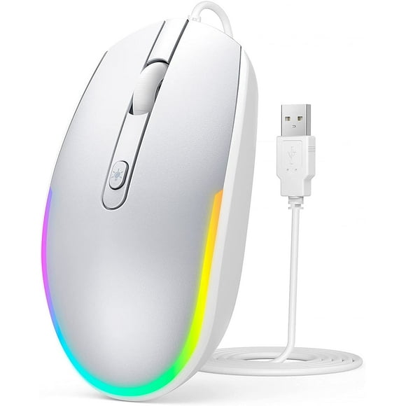 FYBTO Wired Mouse - USB Computer Mouse Wired with RGB Backlit Optical LED Mouse with Attached USB Cord for Laptops Notebooks Chromebook - Purple