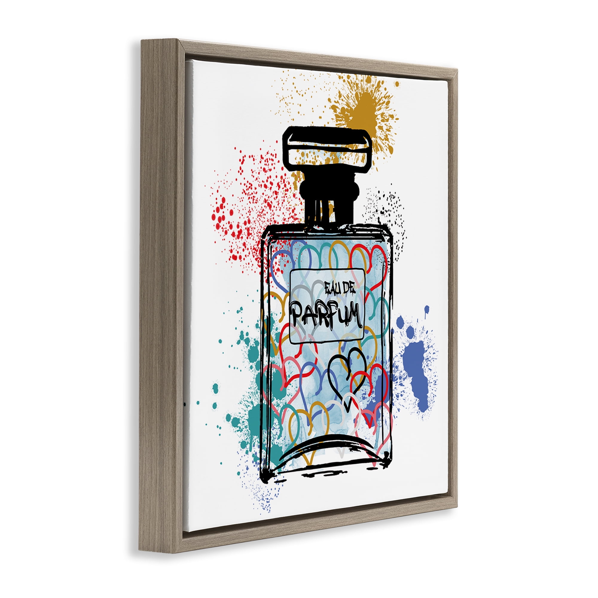 Stupell Industries Urban Patterned Perfume Fashion Painting Brown Floater Framed Canvas Art Print Wall Art, 25 x 25