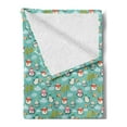 thumbnail image 2 of Christmas Soft Flannel Fleece Throw Blanket, Happy Noel Themed Cartoon Pattern with Penguins Gifts Clouds and Trees, Cozy Plush for Indoor and Outdoor Use, 50" x 60", Seafoam Multicolor, by Ambesonne, 2 of 5