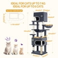 thumbnail image 6 of Hzuaneri Cat Tree, 70.1" Tall Multi‑Level Indoor Cat Tower with Scratching Posts, Large Platform, Caves & Hanging Basket, Dark Grey, 6 of 8
