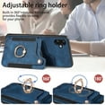 thumbnail image 3 of ELEHOLD for Samsung Galaxy A04E Case with Ring Holder, Galaxy A04E Wallet Case with RFID Blocking Card Holder Wristlet Strap, Magnetic Button Flip Folio Kickstand Shockproof Phone Cover,Blue, 3 of 7