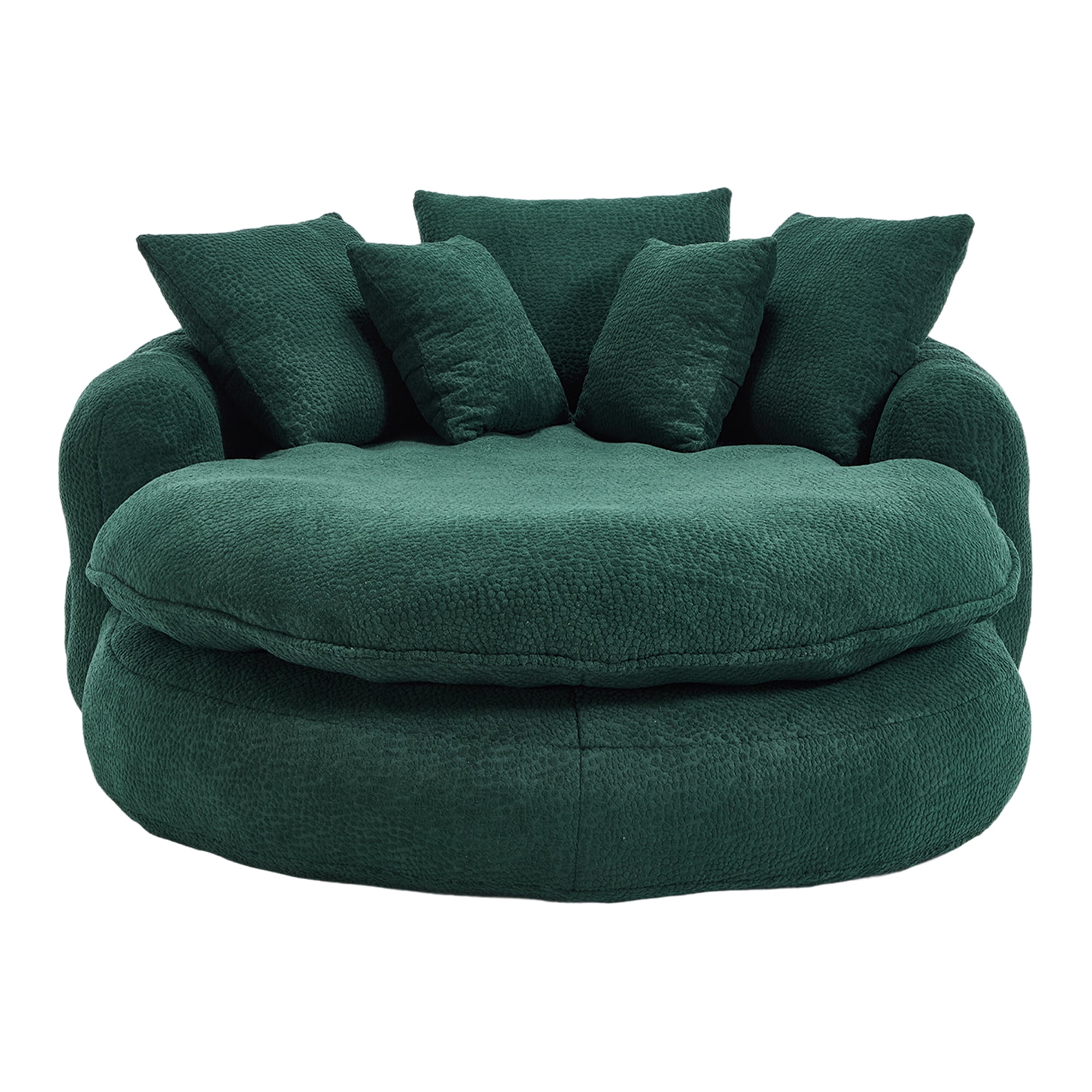 Aukfa Oversized Bean Bag Sofa, 59.84" Deep Sleeper Chaise with 5 Pillows, Chenille, Green