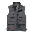 thumbnail image 2 of DIOAZUD Men's Lightweight Utility Cargo Vest Outdoor Breathable Safari Fishing Vests Loose Fit Hiking Vest Jacket with Pockets Gray M, 2 of 4