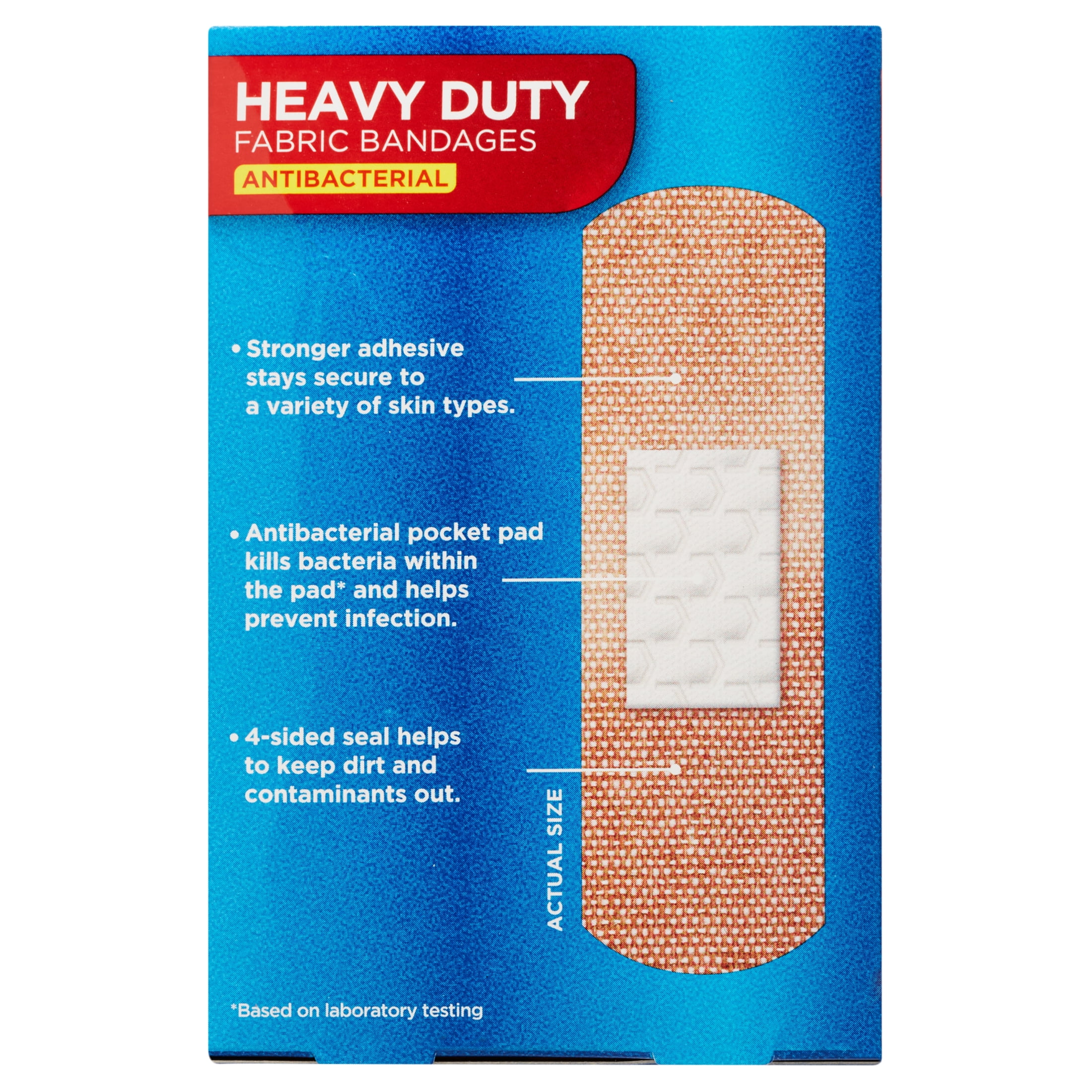 (6 pack) Equate Heavy Duty Fabric Antibacterial Bandages, Large, 20 Count