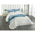 thumbnail image 3 of Ambesonne Scenery Quilted Bedspread Set 3 Pcs, Santorini Island Greece, King Size, Turquoise and White, 3 of 5