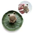 thumbnail image 3 of NAGU Quemador de Incienso de Palo de cerámica 100% Hecho a Mano, Bandeja de Hoja de Loto de Incienso de Rana pequeña, Mini Estatua de Animal Lindo, Quemador de Incienso para el hogar, 3 of 5