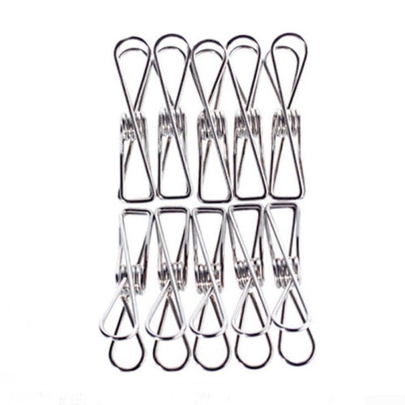 20xLarge Stainless Steel Clothes Pegs Hanging Pins Windproof Clips Laundry 