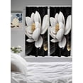 thumbnail image 3 of Bedroom Curtains 63 Inches length, Gorgeous Flowers Window Treatment Curtain Drapes, White Gold Floral Botanicals Black Rod Pocket Curtain Panels for Living Room Kitchen, 42"x63", 2 Panels, 3 of 7