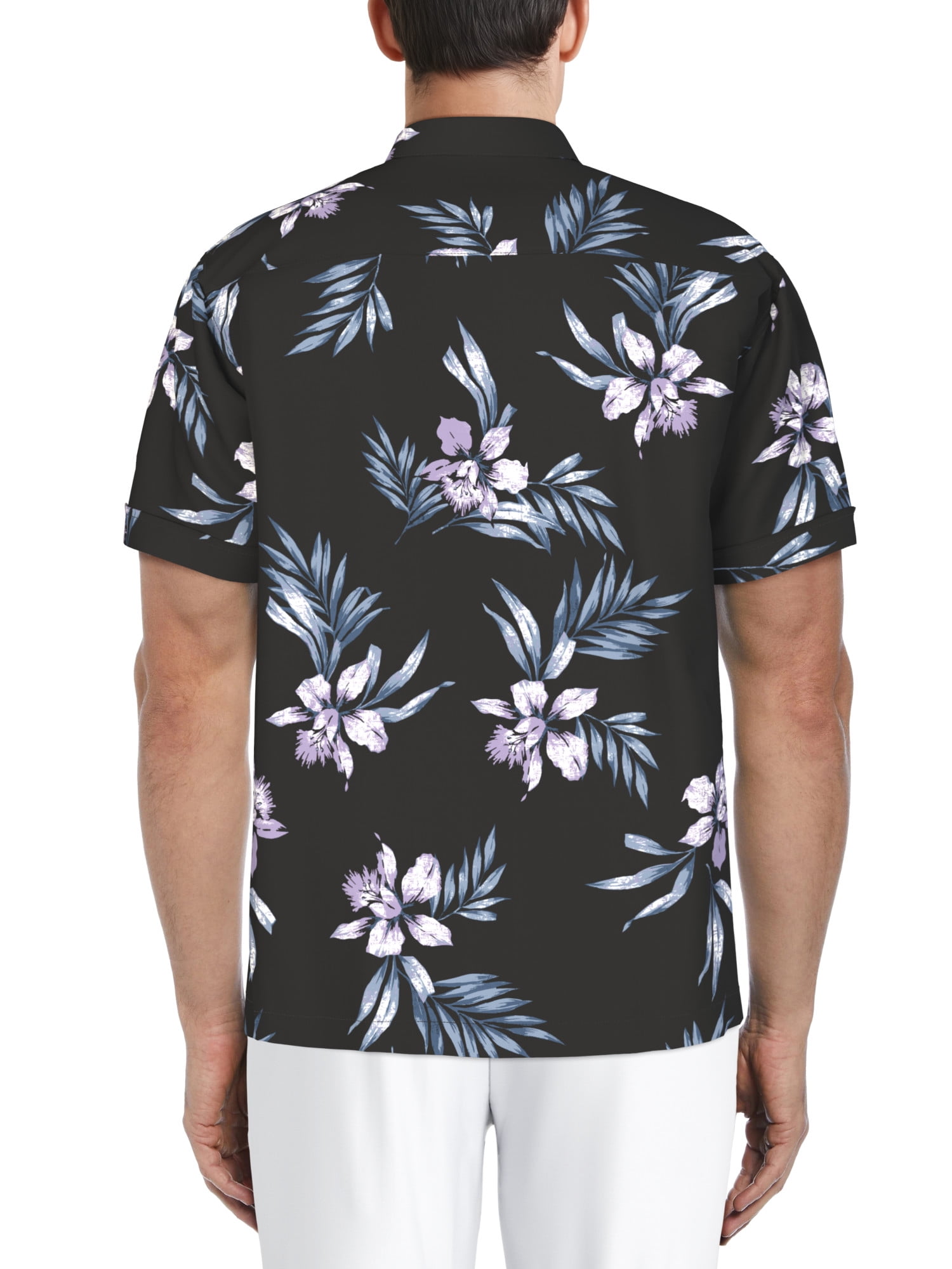 Cafe Luna Men's and Big Men's Tropical Flower Print Short Sleeve Shirt, Sizes S-5XL