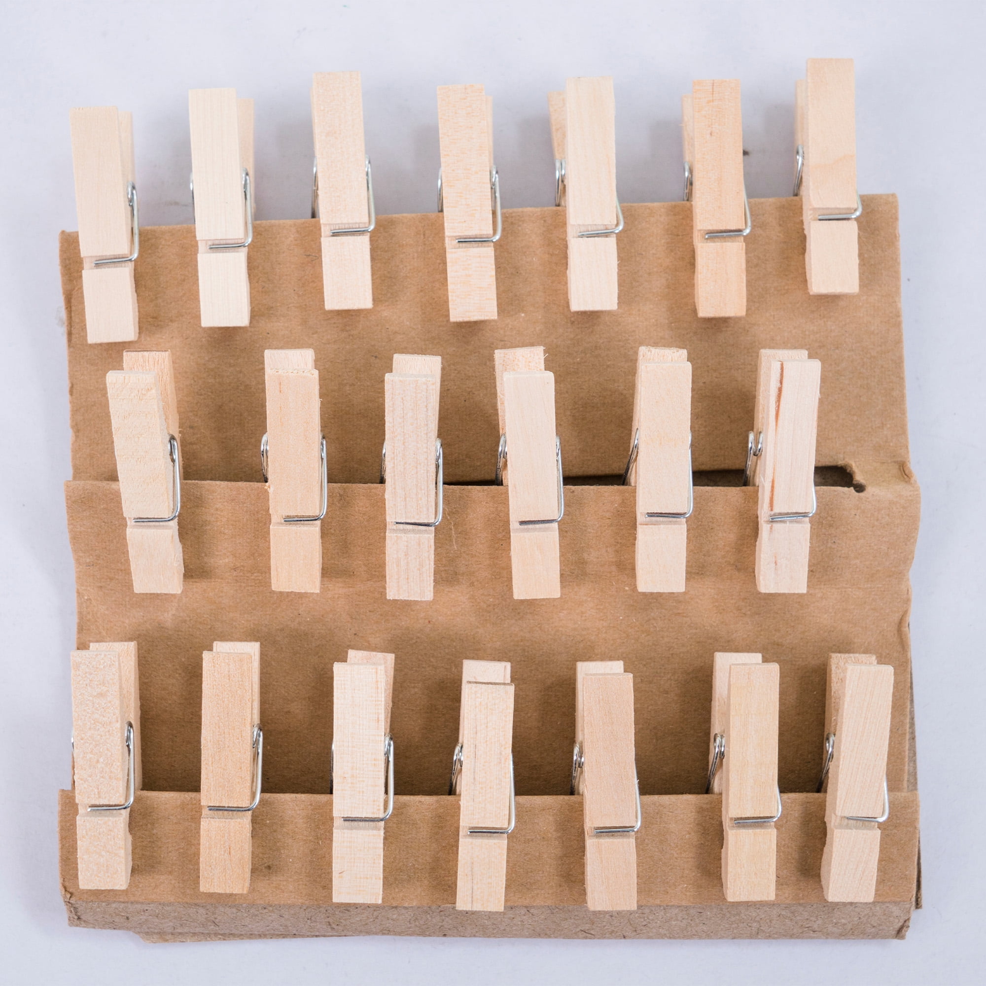 Hello Hobby Mini Wood Clothespins With Resealable Bag, 50-Pack