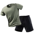 thumbnail image 2 of BLCHUNen Plus Size Workout Sets for Men Summer Crew Neck Gym Tops Athletic Shorts Stretchy Tracksuit Sets Clothing,XXXXXL,Blue, 2 of 5
