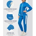 thumbnail image 5 of Women's 2Pc Full Zip Tracksuit, 4 Way Stretch Breathable Jogger with Zipper Pockets for Gym Running Light Blue XL, 5 of 8