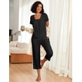 thumbnail image 6 of Ekouaer Pajama Set for Women Short Sleeve Top With Capri Pants Pjs 2 Piece Square Neck Loungewear Soft Sleepwear with Pockets, 6 of 7