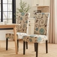 thumbnail image 6 of Dining Chair Set of 2- Beige Fabric- Soft Cushions- Black Rubberwood, 6 of 9