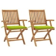 thumbnail image 1 of vidaXL Garden Chairs 2 pcs with Bright Green Cushions Solid Teak Wood, 1 of 5
