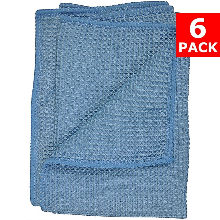 Detailer's Preference Wax Applicator with Sewn-in Pocket, Microfiber Terry Weave, 6, Light Blue/White, 25 Pack