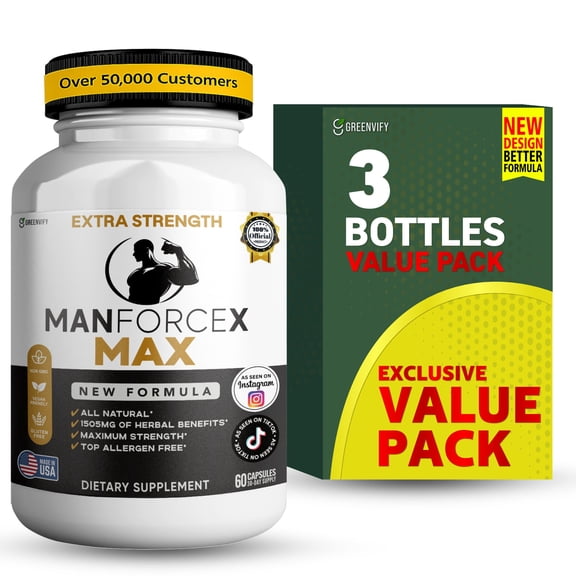 GreenVify ManForceX Max Men’s Vitality Support Supplement – Supports Energy, Strength & Daily Performance