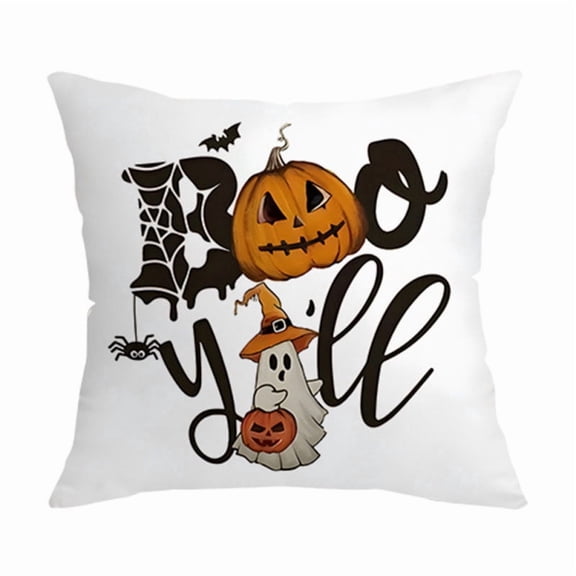 Vintage Halloween Throw Pillow Covers 18x18,Pumpkins Ghost Bat Pattern Seasonal Decorative Horror Cushion Case Decoration for Home Sofa Couch Bed