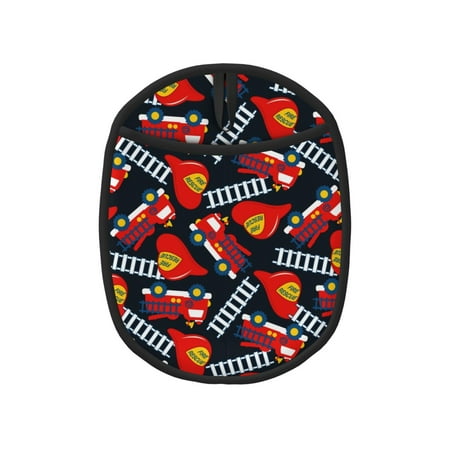

Pofeuu Fire Rescue With Red Helmet And Truck Print Silicone Pot Mat Mitten With Hanging Loop Heat Resistant Oven Mitts Non-Slip Bbq Baking Smoking Potholders