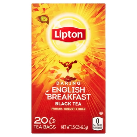 (2 Pack) Lipton Daring English Breakfast Black Tea Bags, 20 count, 1.5