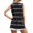 thumbnail image 5 of Xuanfei Women Striped Colorblock Crew Neck Button Up Sleeveless Tank Top, 5 of 7