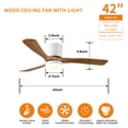 thumbnail image 2 of 42 Inch Ceiling Fan with Light and Remote, Modern Flush Mount Low Profile Fan, 6 Speed Reversible DC Motor, Dimmable LED for Bedroom Farmhouse Patio Indoor Outdoor, 2 of 10