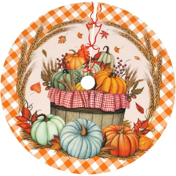 Fall Yall Farmhouse Thanksgiving Pumpkin Wood Kapok Sunflower 36 Inch Christmas Tree Skirt Carpet Mat Funny Party Soft Cover Mat Decor Supplies for Xmas Halloween Decorations Occasion Farmhouse