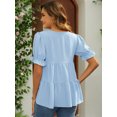thumbnail image 4 of DARING DIVA Women's Maternity Ruffle Short Sleeve Casual Tiered Shirt L Blue, 4 of 7