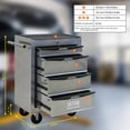 thumbnail image 4 of 4 Drawer Rolling Metal Tool Cart on Wheels, 20'' Multifunctional Mobile Metal Tool Chest with Ball Bearing Drawer Slides, Drawers Trolley Organizer Tool Storage Box for Repair Shop, Warehouse, Garage, 4 of 9