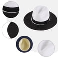 thumbnail image 3 of 56-58 cm circunferencia del sombrero mujer verano ala plana pequeño sombrero sombrilla viaje jazz dos colores costura sombrero de paja, 3 of 5