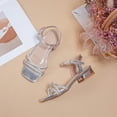 thumbnail image 6 of JUMEYU Sandals for Girls Girls Sandals Ankle Strap Square Toe Low Heel Party Flower Dress Shoes for Little Kids/Big Kids Size 2 (Silver,Big Kids 2), 6 of 8