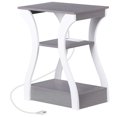 thumbnail image 3 of ZENY End Table with Charging Station, Bedside Table with USB, 3 Tier Side Table Nightstand with Storage Shelf for Living Room Bedroom Grey White, 3 of 5
