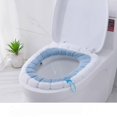 thumbnail image 4 of Paquete de 2 cojines universales impermeables para asiento de inodoro con lazo para colgar para baño, lavables suaves y cálidos, 4 of 4