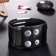 thumbnail image 6 of Leather Bracelet Handmade Black 9 Inches 34MM Button Clasp L514, 6 of 7