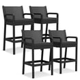 thumbnail image 3 of Outdoor Wicker Bar Stools Set of 2, 30 Inch Bar Height Patio Barstools with Thickened Cushions, All-Weather Wicker Rattan Bar Chairs with Backrest & Footrest for Backyard, 3 of 15