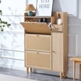 thumbnail image 4 of Minimalist Storage Cabinet, Rattan Shoe Cabinet with Storage Shelves and Drawer, Small Home Furniture for Living Room Corridors, 4 of 8