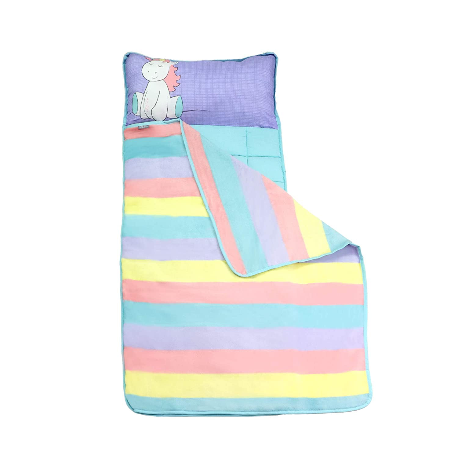 Blanket Toddler Nap Mats for Preschool Kinder Daycare Pillow for Boys or Girls Foldable Comfy Cover Unicorn 