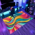 thumbnail image 3 of Abstract Colorful Waves Rug 5x6 Area Rugs Funky Multicolor Wavy Stripes Rugs Ultra Soft Non Slip Washable Carpet for Living Room Bedroom Study Office Hallway, 3 of 7