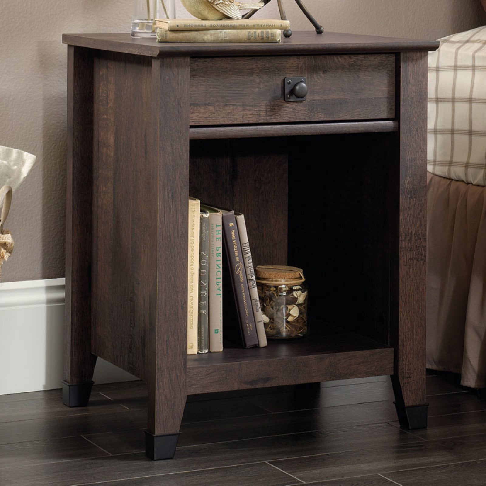 Sauder Carson Nightstand, Coffee Oak Finish