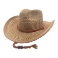 thumbnail image 4 of AJGRHE Classic Western Cowboy Hat Straw Cowgirl Hat for Women Cowboy Hats for Men Wide Brim Sun Hat Shapeable Western Hat Beach Hat Khaki One Size, 4 of 4