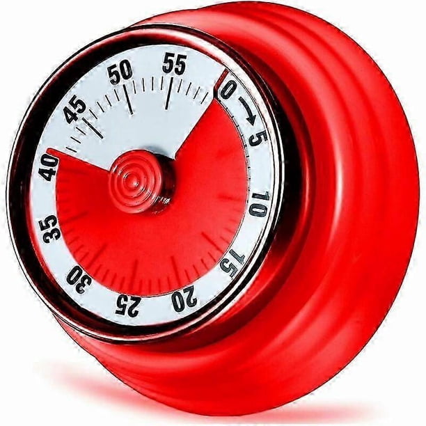 Temporizador de cocina, 60 minutos, magnético-mecánico, no requiere pilas, temporizador de cuenta regresiva, reloj de cocina con alarma, 72 dB.