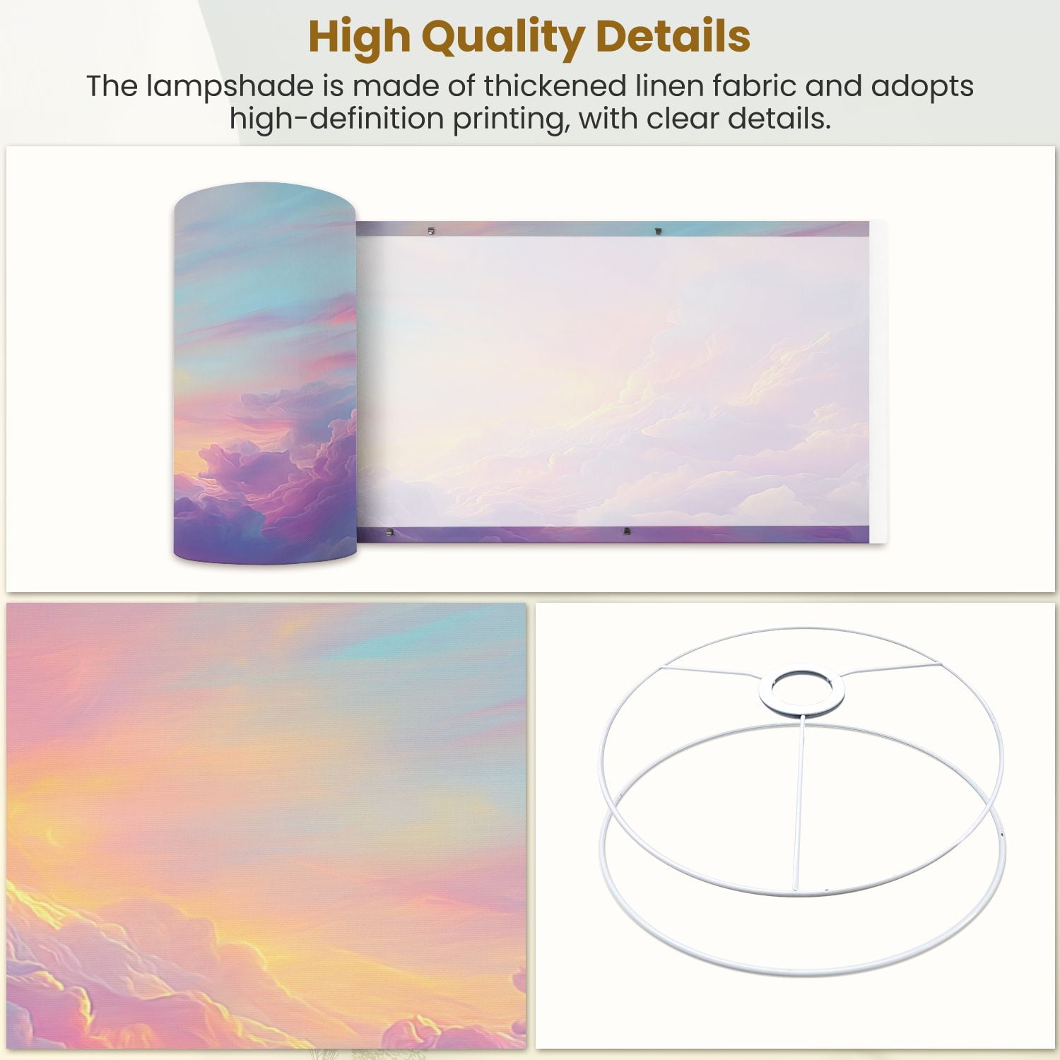 Lampshades 2 Pack Colorful Cloud Kids Clouds Sunset Sky Pastel Hues Light Reflections 13"x13"x10" Light Shade for Table Lamps Floor Lamps Drum Lamp Shades Lampshade Replacement Easy Assembly